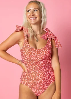 Kortni Jeane Red Ditsy Floral | Knot Top RedDitsyFloral Outlet
