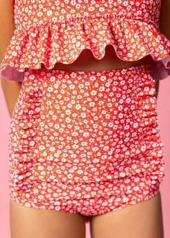 Kortni Jeane Red Ditsy Floral | Youth Down in Front Ruffle Bottoms RedDitsyFloral Discount