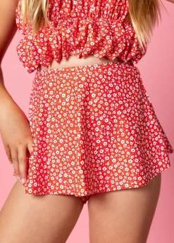 Kortni Jeane Red Ditsy Floral | Youth Detached Short Skirt RedDitsyFloral Hot