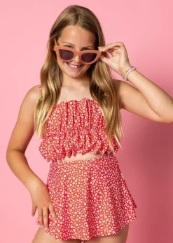 Kortni Jeane Red Ditsy Floral | Youth Detached Short Skirt RedDitsyFloral Hot