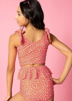 Kortni Jeane Red Ditsy Floral | Youth Knot Top RedDitsyFloral New