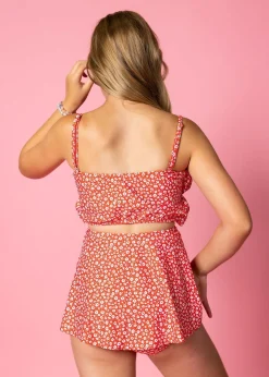 Kortni Jeane Red Ditsy Floral | Youth Oversized Ruffle Top RedDitsyFloral Hot