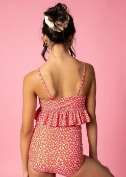 Kortni Jeane Red Ditsy Floral | Youth Peplum Top RedDitsyFloral Fashion