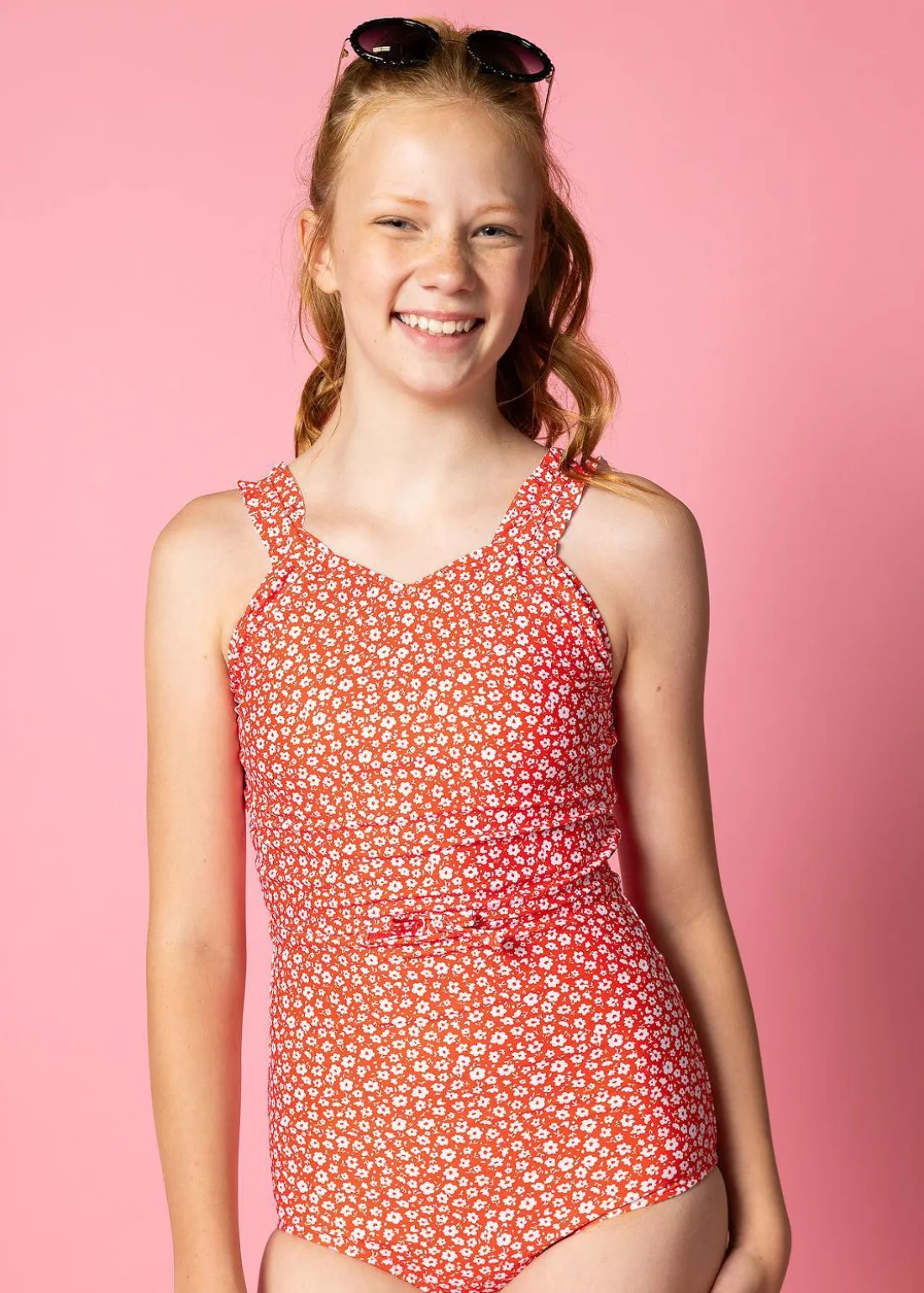 Kortni Jeane Red Ditsy Floral | Youth Ripple Top RedDitsyFloral New