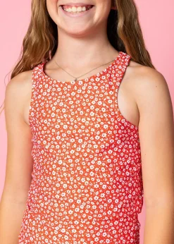 Kortni Jeane Red Ditsy Floral | Youth Racer Back Top RedDitsyFloral Best