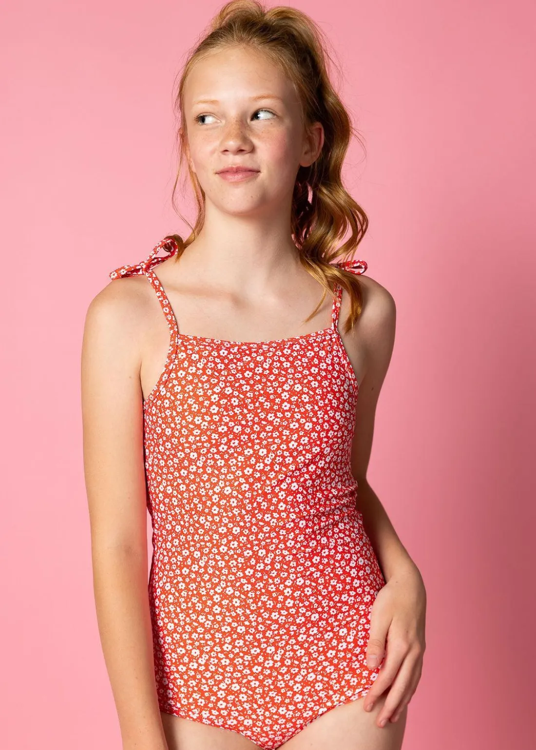 Kortni Jeane Red Ditsy Floral | Youth Simply One-Piece RedDitsyFloral Clearance