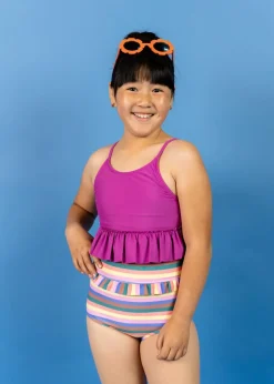 Kortni Jeane Retro Stripe | Youth Mid-Ruffle Bottoms RetroStripe Hot