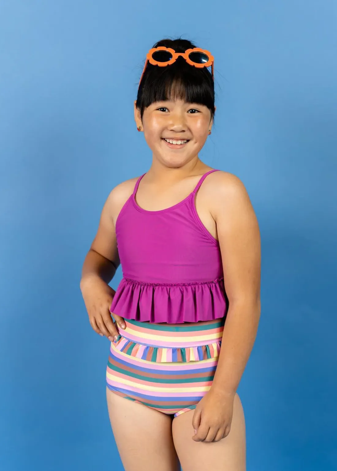 Kortni Jeane Retro Stripe | Youth Mid-Ruffle Bottoms RetroStripe Hot