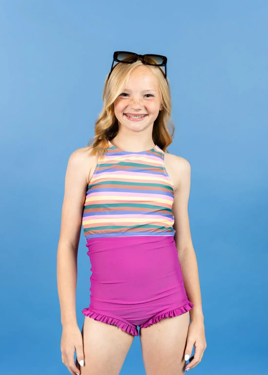 Kortni Jeane Retro Stripe | Youth Racer Back Top RetroStripe Fashion