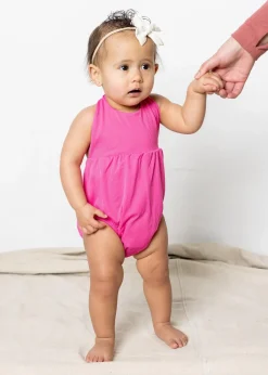 Kortni Jeane Ribbed Azalea Pink | Baby Romper One-Piece RibbedAzaleaPink Online