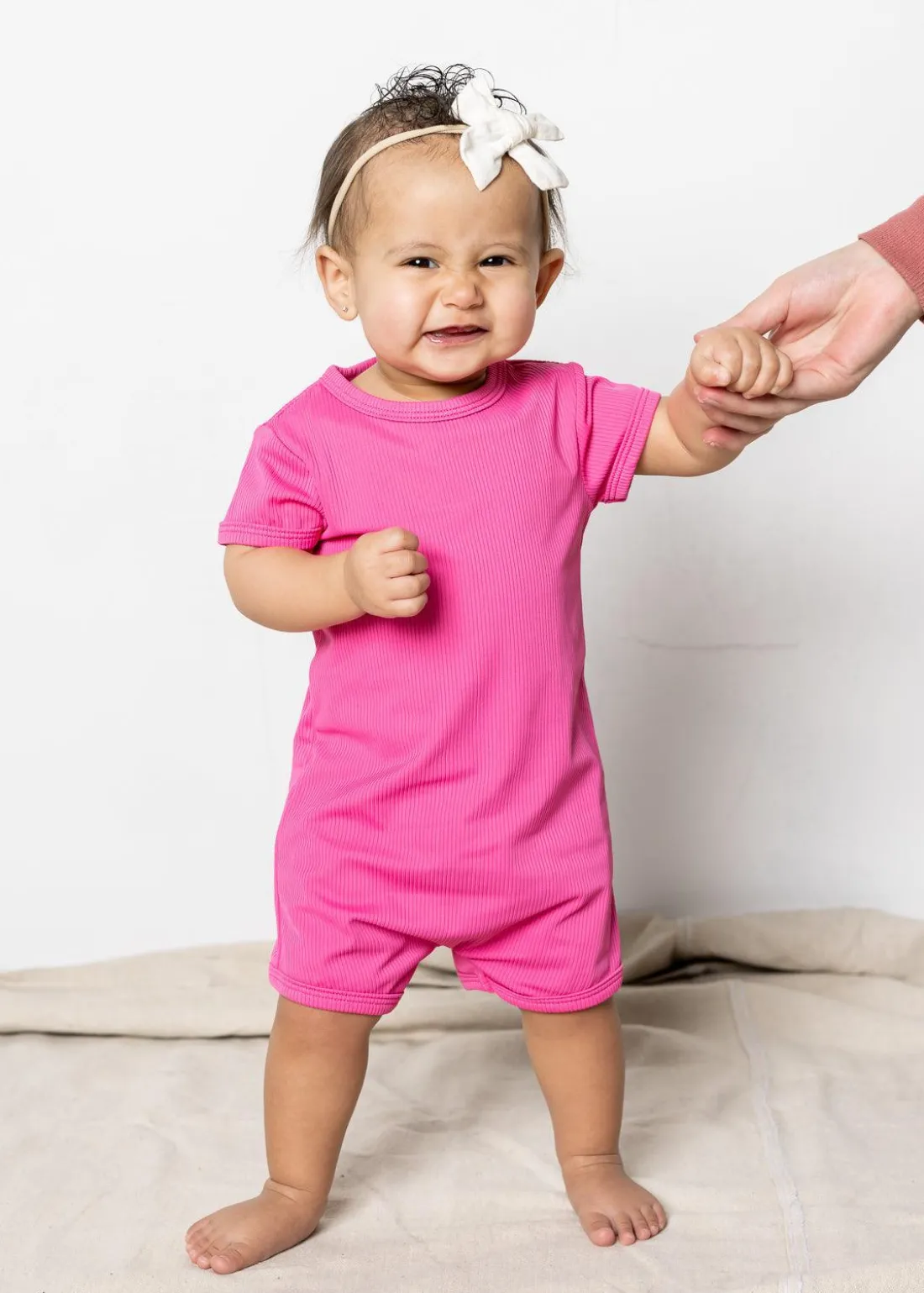 Kortni Jeane Ribbed Azalea Pink | Baby Shorties Rashguard (Unisex) RibbedAzaleaPink New