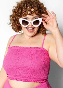 Kortni Jeane Ribbed Azalea Pink | Bandeau Top RibbedAzaleaPink Best