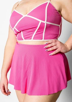 Kortni Jeane Ribbed Azalea Pink | Detached Short Skirt Best