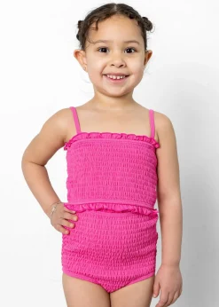 Kortni Jeane Ribbed Azalea Pink | Mini Smocked Bottoms RibbedAzaleaPink Clearance