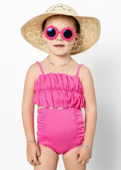 Kortni Jeane Ribbed Azalea Pink | Mini Oversized Ruffle Top RibbedAzaleaPink Fashion