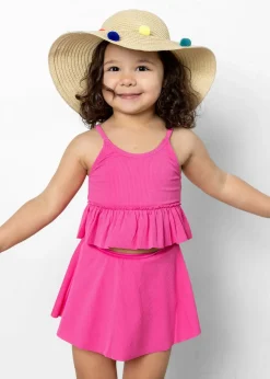 Kortni Jeane Ribbed Azalea Pink | Mini Peplum Top RibbedAzaleaPink Best