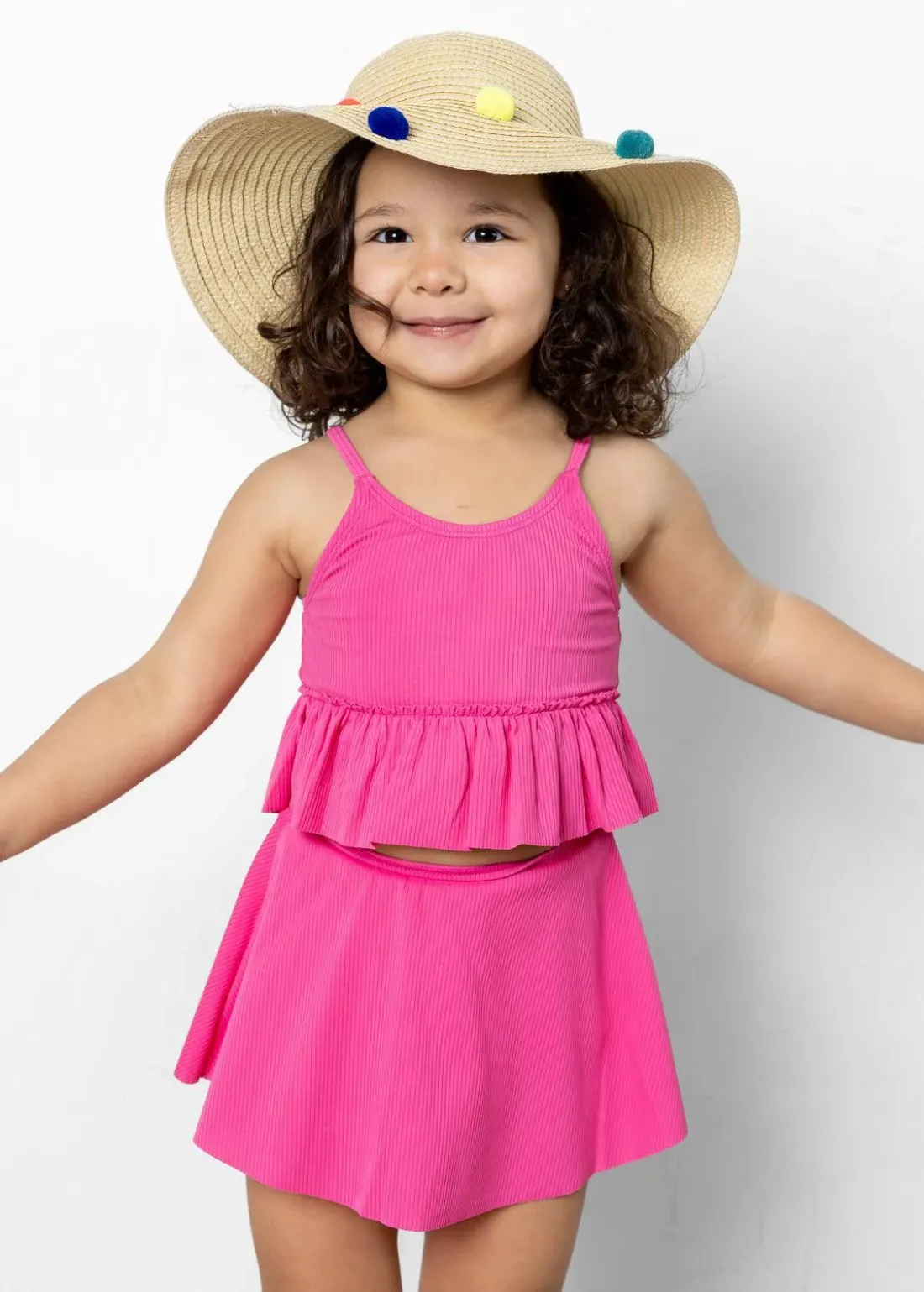 Kortni Jeane Ribbed Azalea Pink | Mini Peplum Top RibbedAzaleaPink Best