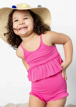 Kortni Jeane Ribbed Azalea Pink | Mini Peplum Top RibbedAzaleaPink Best