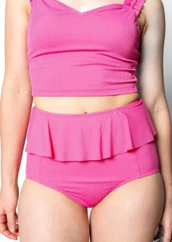 Kortni Jeane Ribbed Azalea Pink | Peplum Bottoms RibbedAzaleaPink Sale
