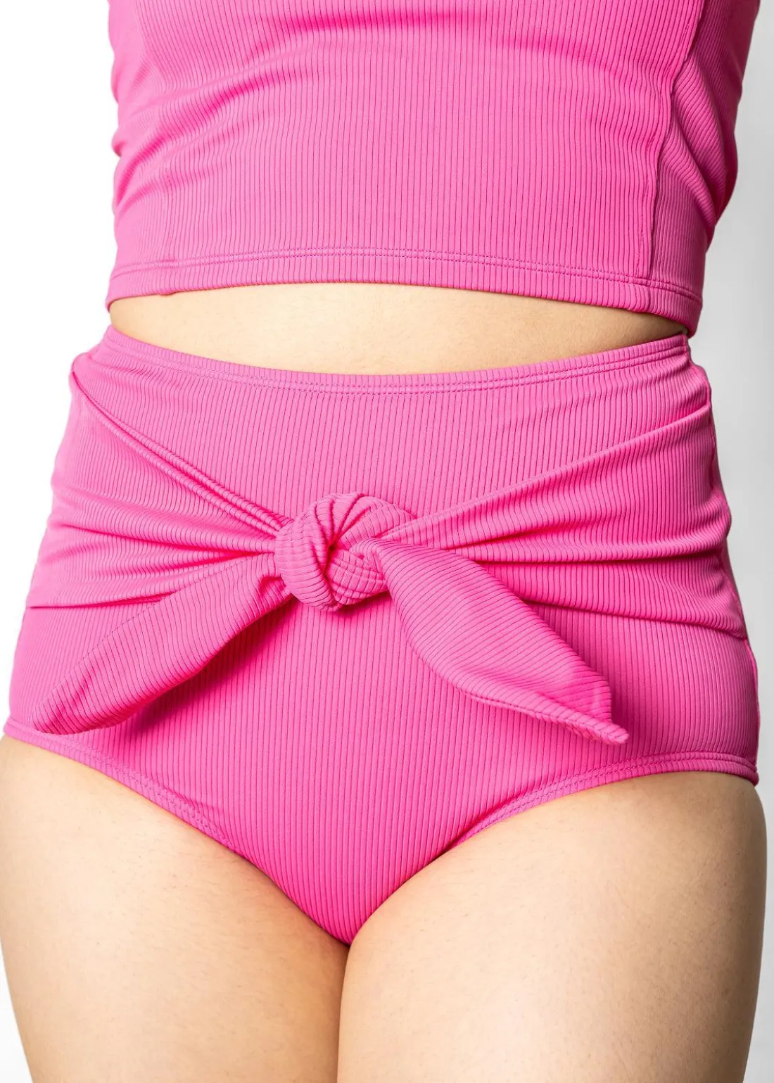 Kortni Jeane Ribbed Azalea Pink | Tie-Up-Front Bottoms RibbedAzaleaPink Online