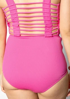 Kortni Jeane Ribbed Azalea Pink | Tie-Up-Front Bottoms RibbedAzaleaPink Online