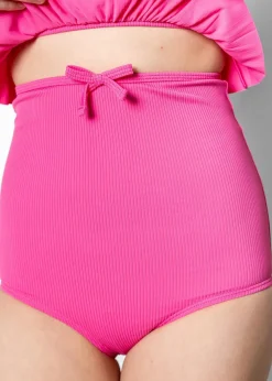 Kortni Jeane Ribbed Azalea Pink | Youth Bow Bottoms RibbedAzaleaPink Sale