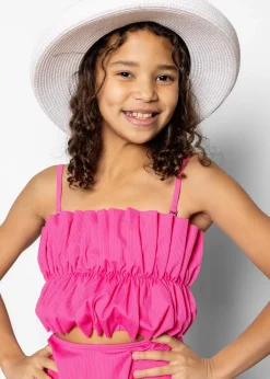 Kortni Jeane Ribbed Azalea Pink | Youth Oversized Ruffle Top RibbedAzaleaPink Clearance