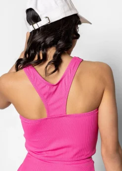 Kortni Jeane Ribbed Azalea Pink | Youth Racer Back Top RibbedAzaleaPink Clearance