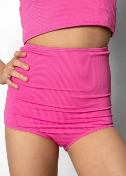 Kortni Jeane Ribbed Azalea Pink | Youth High-Waisted Bottoms RibbedAzaleaPink Outlet