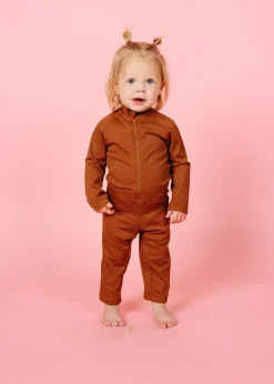 Kortni Jeane Ribbed Caramel | Baby Rashguard One-Piece (Unisex) RibbedCaramel Best