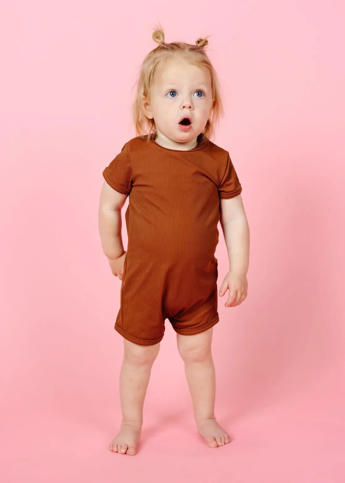 Kortni Jeane Ribbed Caramel | Baby Shorties Rashguard (Unisex) RibbedCaramel Clearance