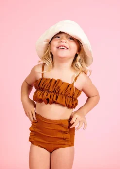Kortni Jeane Ribbed Caramel | Mini Down in Front Ruffle Bottoms RibbedCaramel New