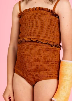 Kortni Jeane Ribbed Caramel | Mini Smocked Bottoms RibbedCaramel Clearance