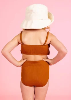 Kortni Jeane Ribbed Caramel | Youth Oversized Ruffle Top RibbedCaramel Outlet