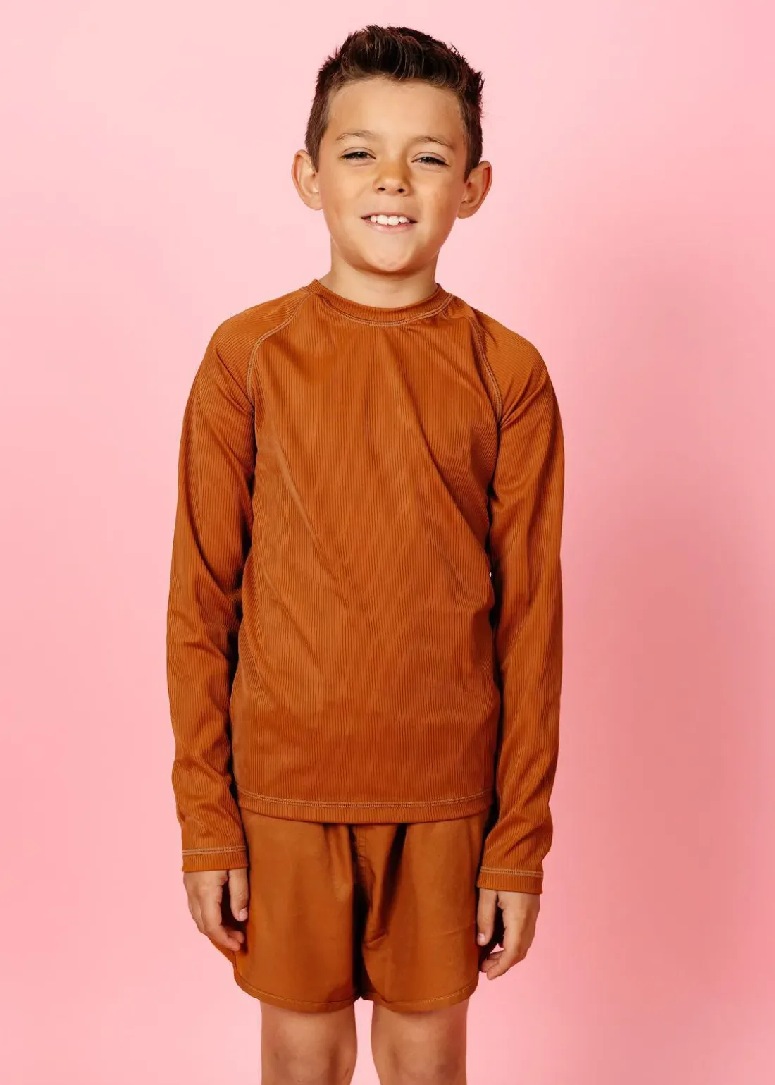 Kortni Jeane Ribbed Caramel | Youth Rashguard Top (Unisex) RibbedCaramel Best