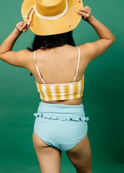 Kortni Jeane Ribbed Dusty Light Blue | Mid-Ruffle Bottoms RibbedDustyLightBlue New