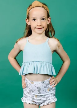 Kortni Jeane Ribbed Dusty Light Blue | Mini Peplum Top RibbedDustyLightBlue Fashion