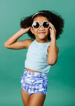Kortni Jeane Ribbed Dusty Light Blue | Mini Racer Back Top RibbedDustyLightBlue Sale