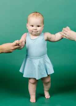 Kortni Jeane Ribbed Dusty Light Blue | Baby Skirted One-Piece RibbedDustyLightBlue Fashion