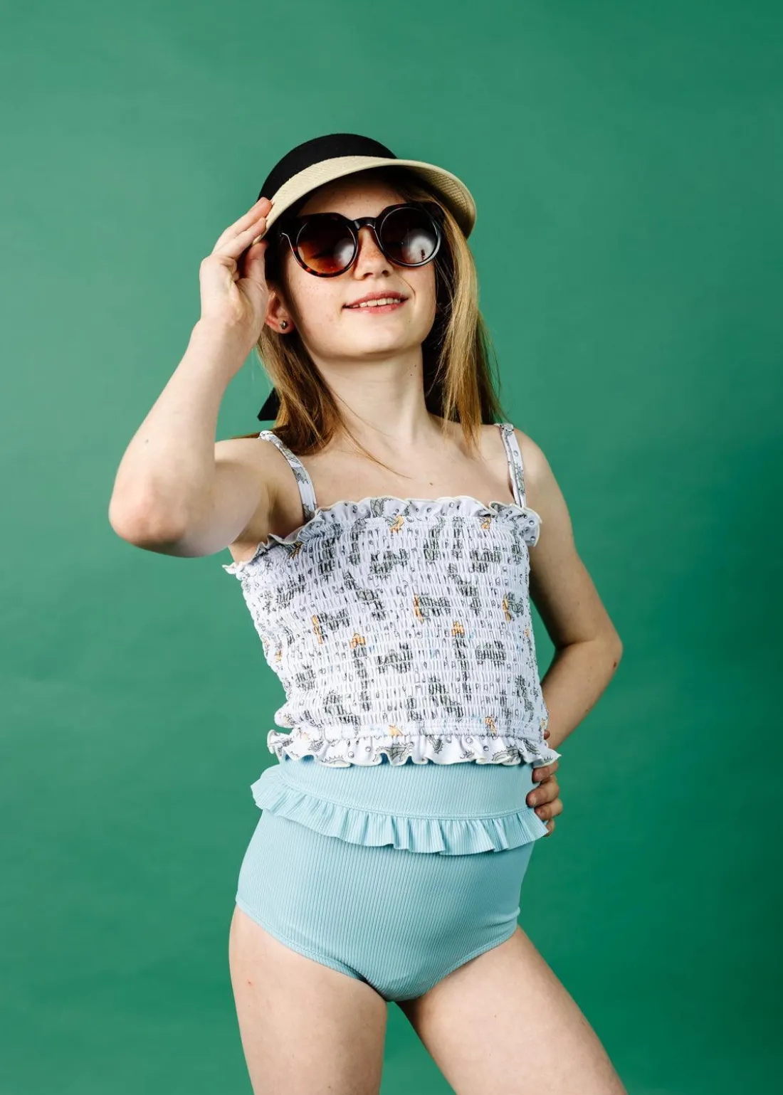 Kortni Jeane Ribbed Dusty Light Blue | Youth Mid-Ruffle Bottoms RibbedDustyLightBlue Outlet