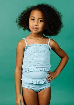 Kortni Jeane Ribbed Dusty Light Blue | Mini Bandeau Top RibbedDustyLightBlue New
