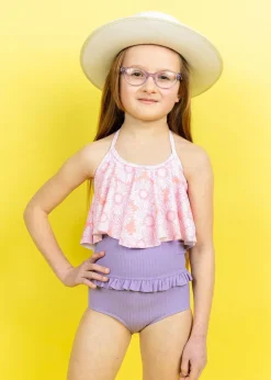 Kortni Jeane Ribbed Dusty Purple | Mini Mid-Ruffle Bottoms RibbedDustyPurple Discount