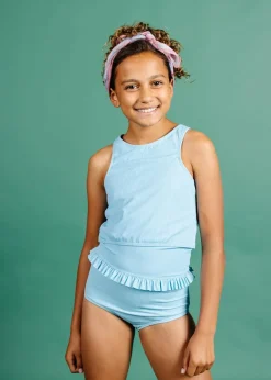 Kortni Jeane Ribbed Fresh Blue | Youth Mid-Ruffle Bottoms RibbedFreshBlue New