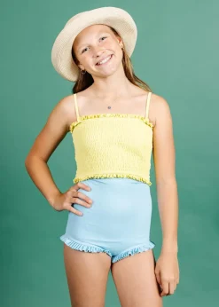 Kortni Jeane Ribbed Fresh Blue | Youth All Ruffled Up Bottoms RibbedFreshBlue Fashion