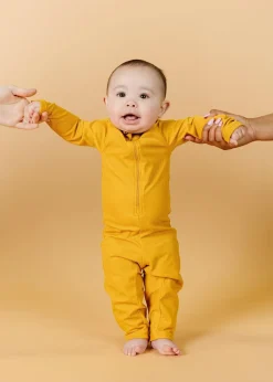 Kortni Jeane Ribbed Golden | Baby Rashguard One-Piece (Unisex) RibbedGolden Discount