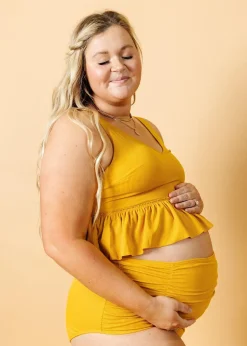 Kortni Jeane Ribbed Golden | Maternity Bottoms RibbedGolden Sale