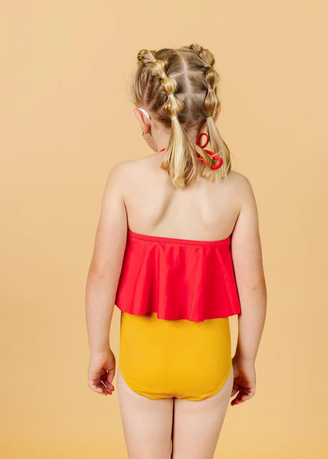 Kortni Jeane Ribbed Golden | Mini Down in Front Ruffle Bottoms RibbedGolden Discount