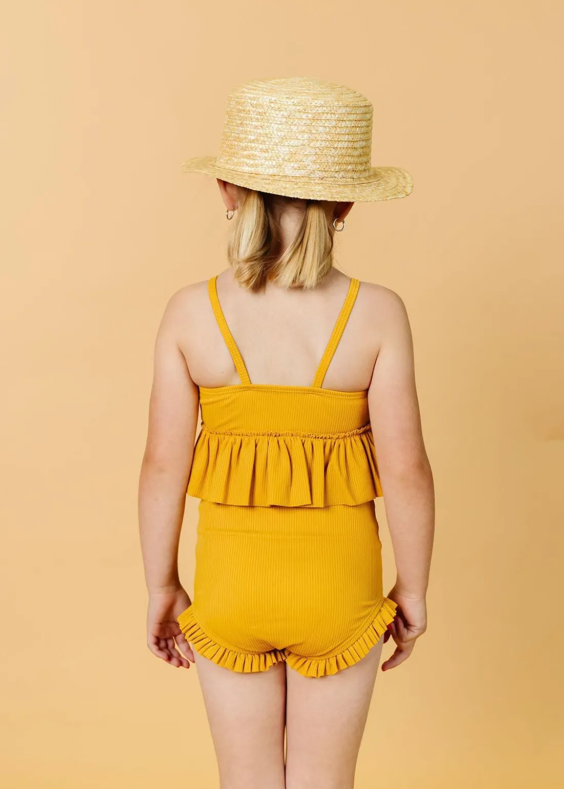 Kortni Jeane Ribbed Golden | Mini Peplum Top RibbedGolden Fashion