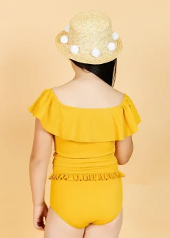 Kortni Jeane Ribbed Golden | Youth Mid-Ruffle Bottoms RibbedGolden Fashion