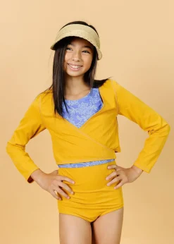 Kortni Jeane Ribbed Golden | Youth Wrap Top Rashguard RibbedGolden Outlet